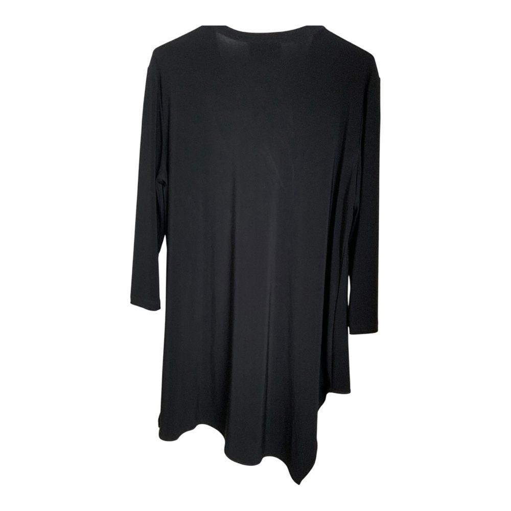 Joseph Ribkoff Black V Neck Asymmetrical Hem Tunic Top Size Large